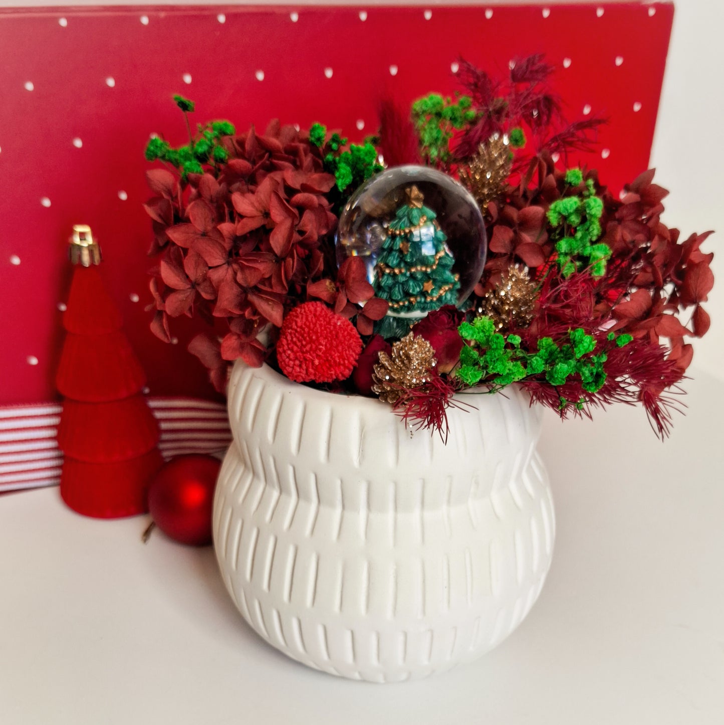 Oh Christmas Tree Snowglobe Dried Floral Arrangement