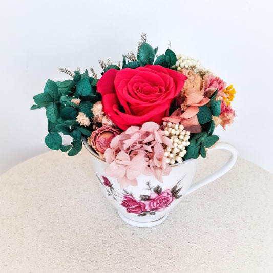 Dorothy Dried Floral Teacup Arrangement