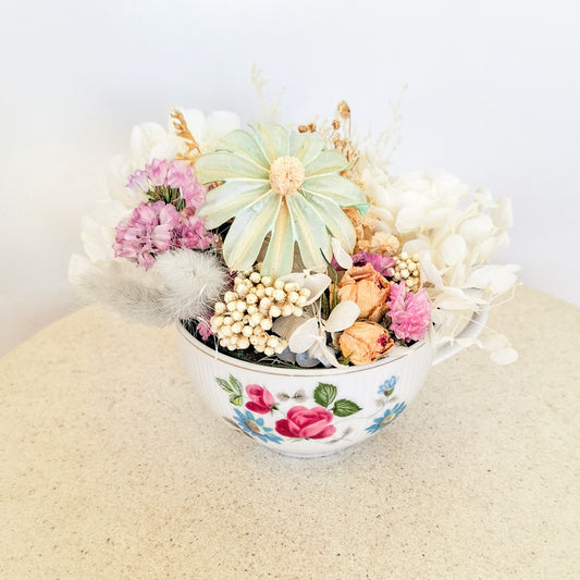 Polly Dried Floral Teacup Arrangement