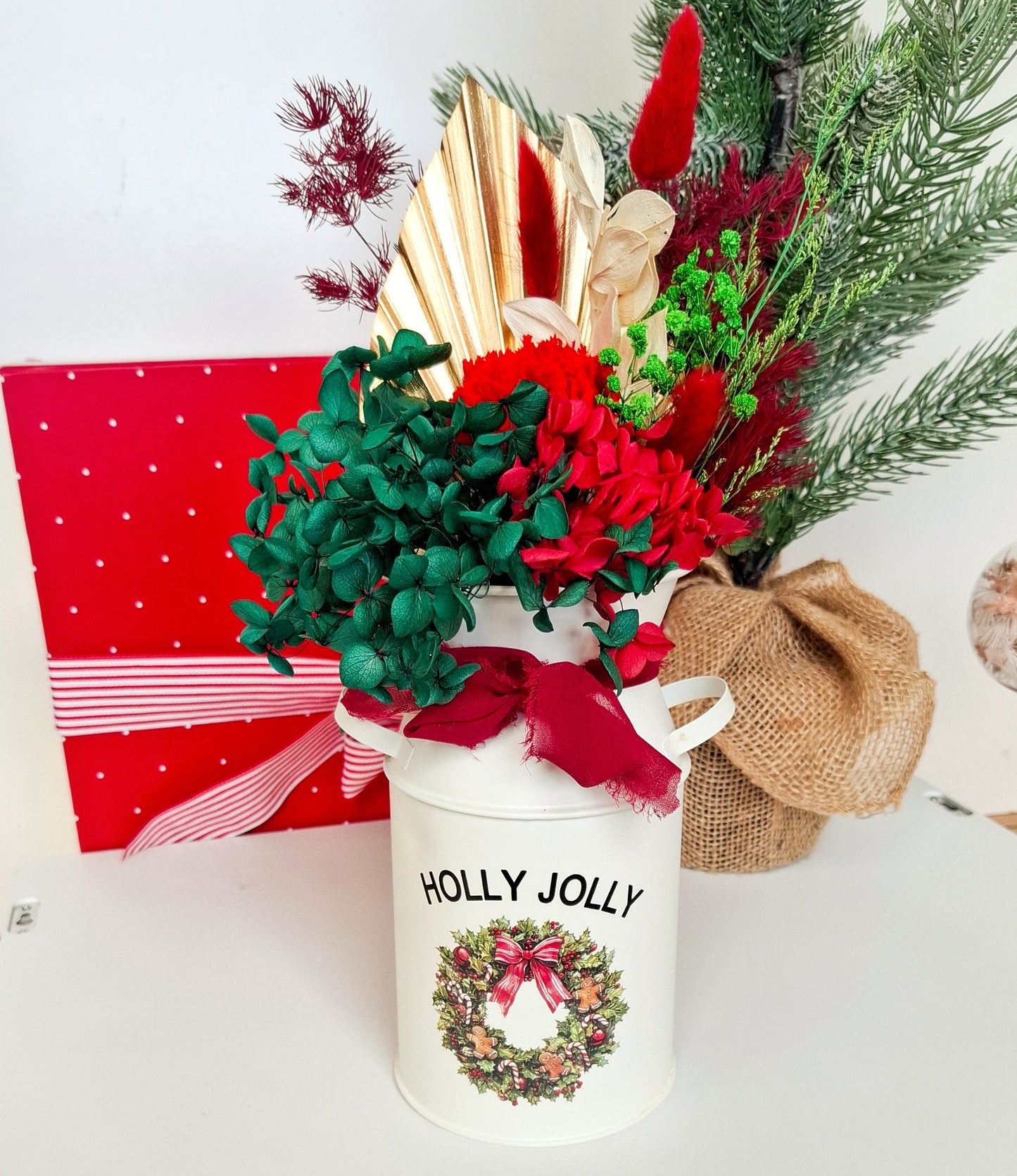 Holly Jolly Dried Floral Arrangement