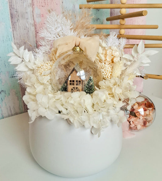 White Christmas Dried Floral Arrangement