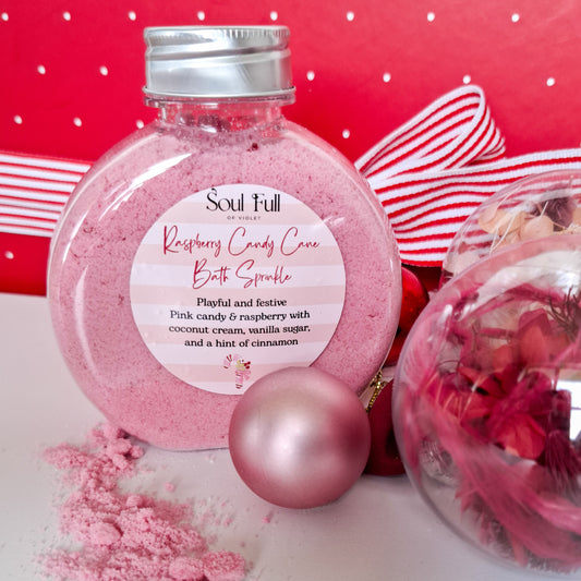 Raspberry Candy Cane Bath Sprinkle